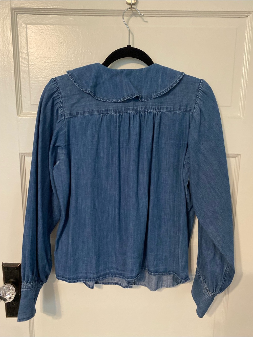 NWOT Madewell Denim Ruffled Pintuck Top - Picture 10 of 15
